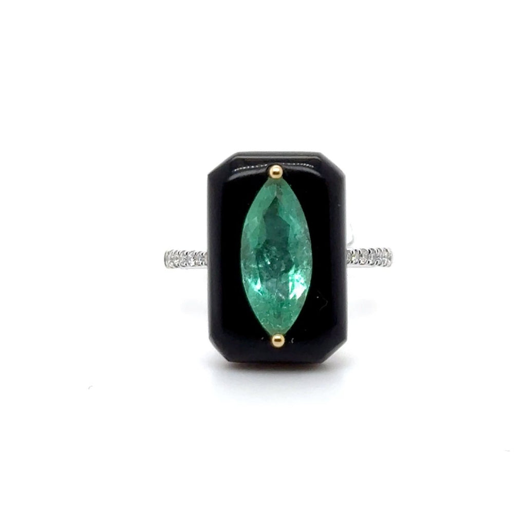 18ct WG Emerald and Diamond Ring