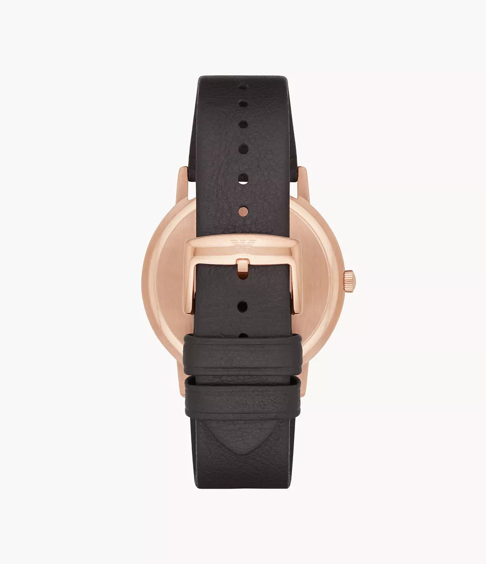 Emporio Armani Men's Three-Hand Brown Leather Watch / 11011