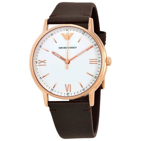 Emporio Armani Men's Three-Hand Brown Leather Watch / 11011