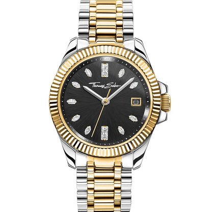 TWA0370/ Thomas Sabo Divine 2-Tone Cubic Zirconia Black Dial Women's Watch