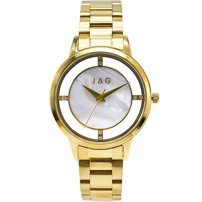 Jag Shelley – Women's Gold-Tone Watch with Mother-of-Pearl Dial and Crystal Accents / J2886A