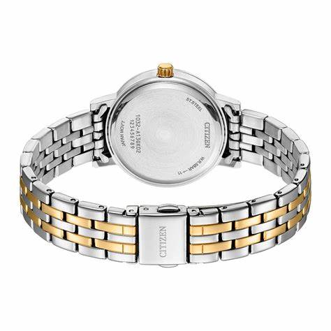 Citizen Quartz Crystal Blue Dial Two-Tone Ladies Watch / EL3106-59L