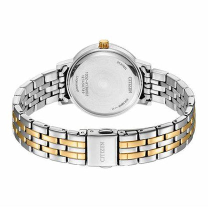 Citizen Quartz Crystal Blue Dial Two-Tone Ladies Watch / EL3106-59L