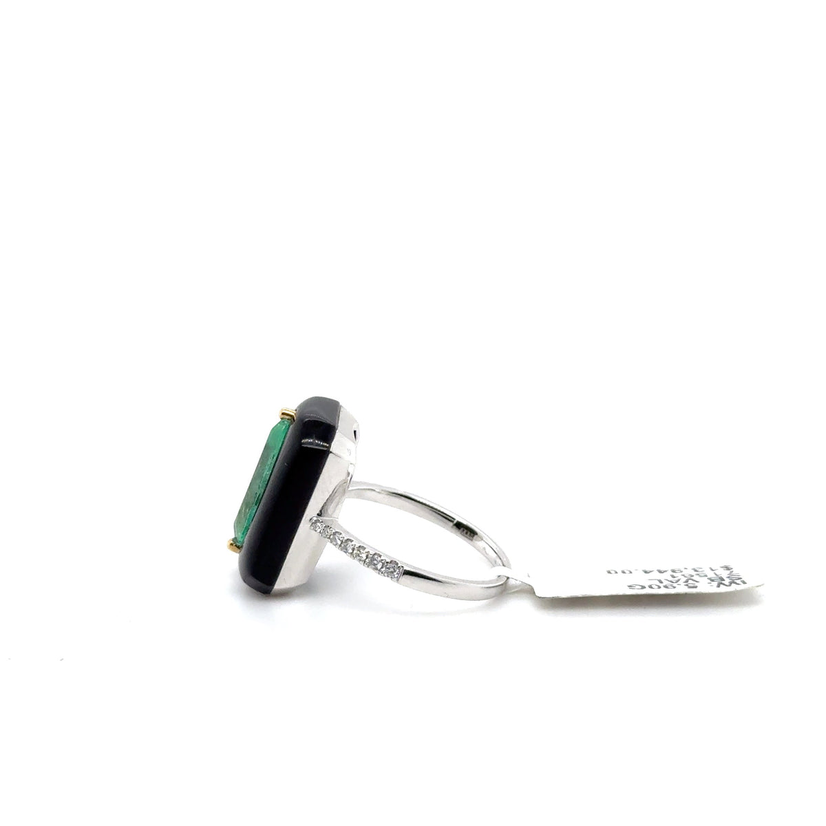 18ct White Gold Emerald Onyx And Diamond Ring