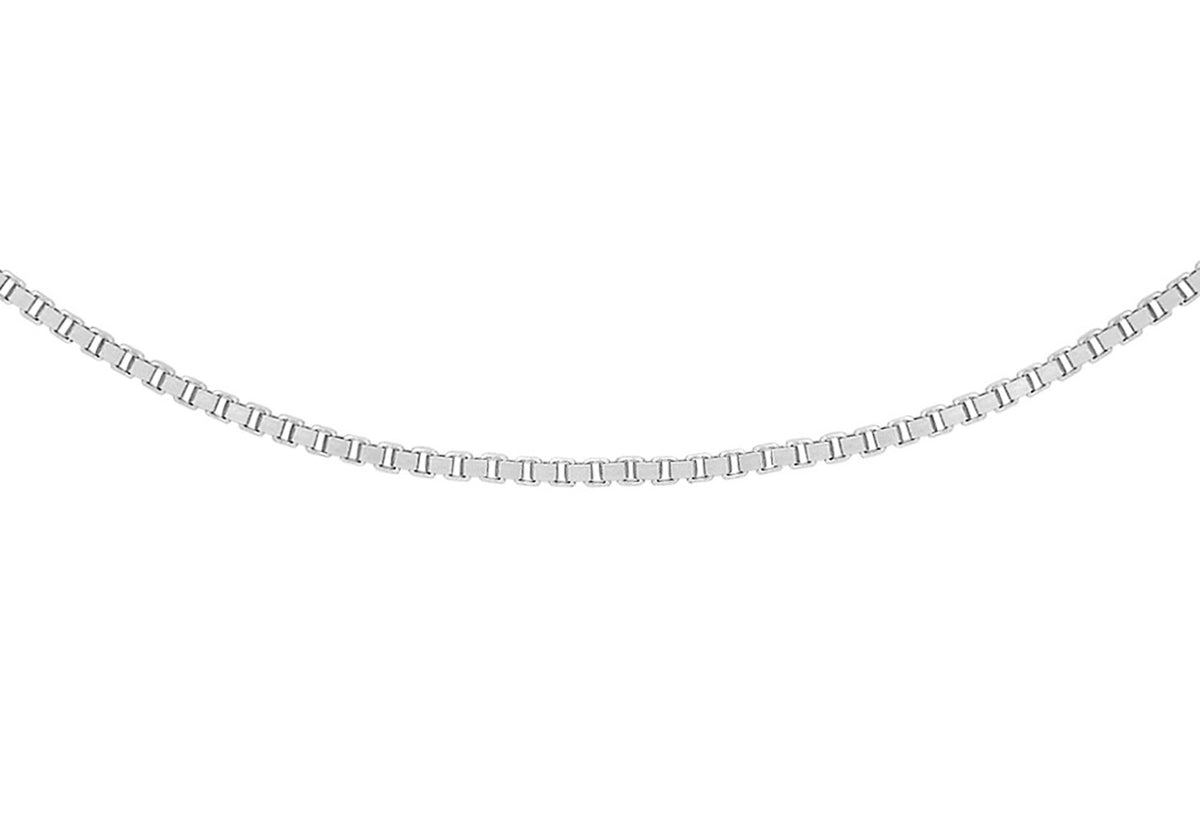 9K White Gold Venezia Box Chain Necklace 45-50cm