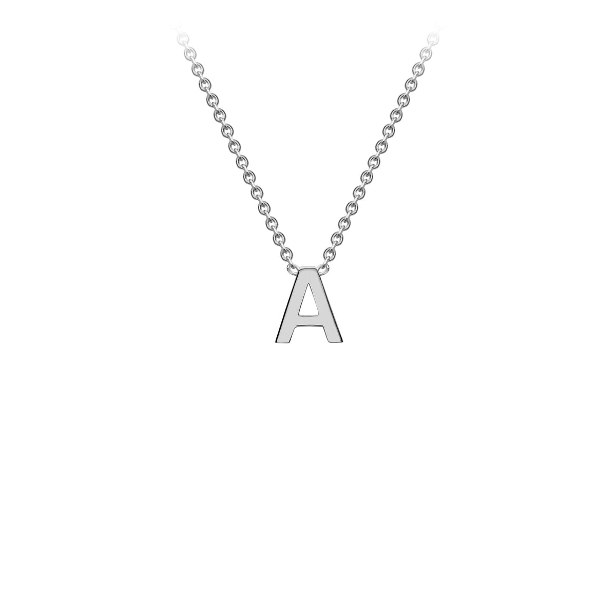 9K White Gold 'A' Initial Adjustable Letter Necklace 38/43cm