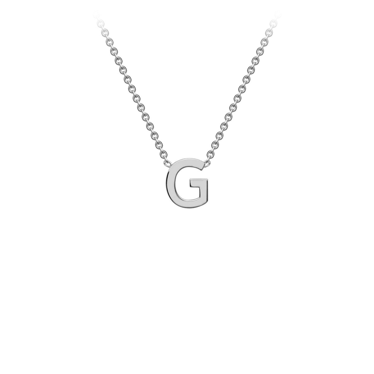 9K White Gold 'G' Initial Adjustable Letter Necklace 38/43cm