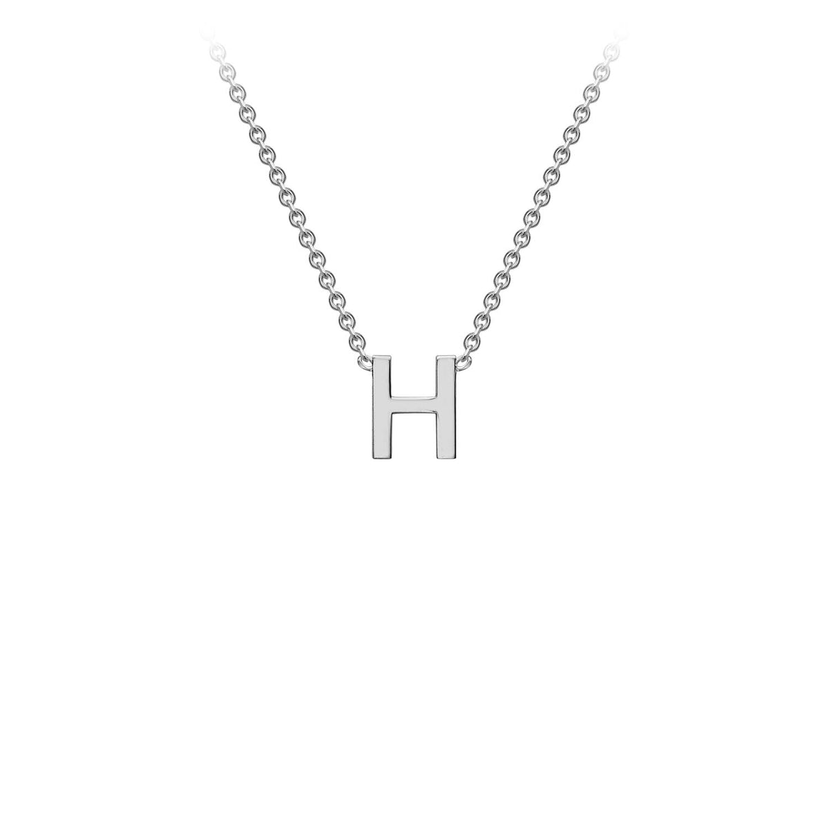 9K White Gold 'H' Initial Adjustable Letter Necklace 38/43cm
