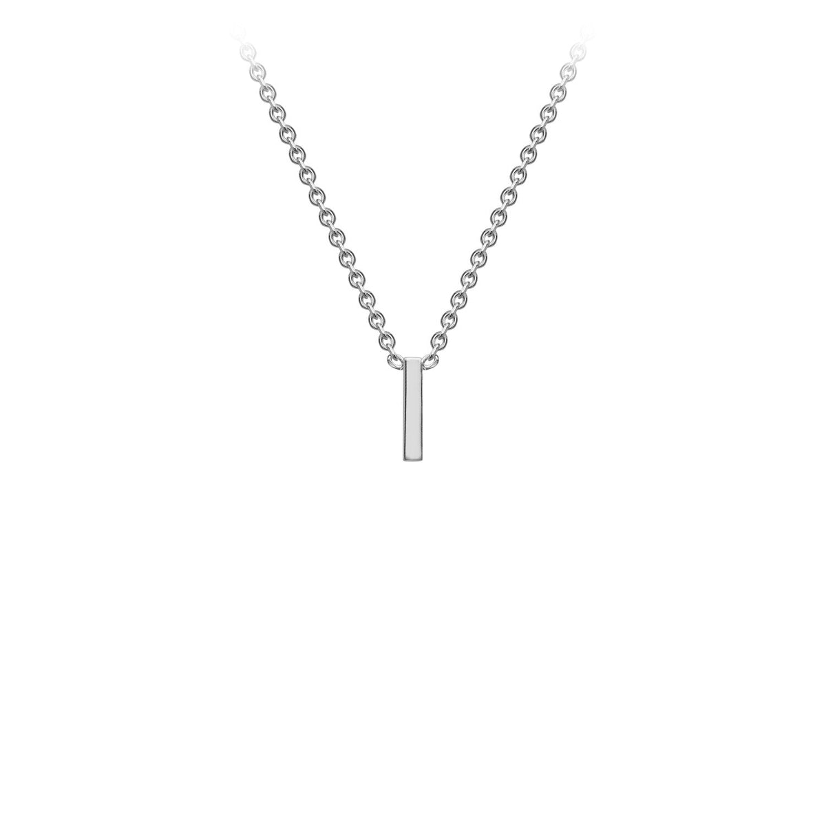 9K White Gold 'I' Initial Adjustable Letter Necklace 38/43cm