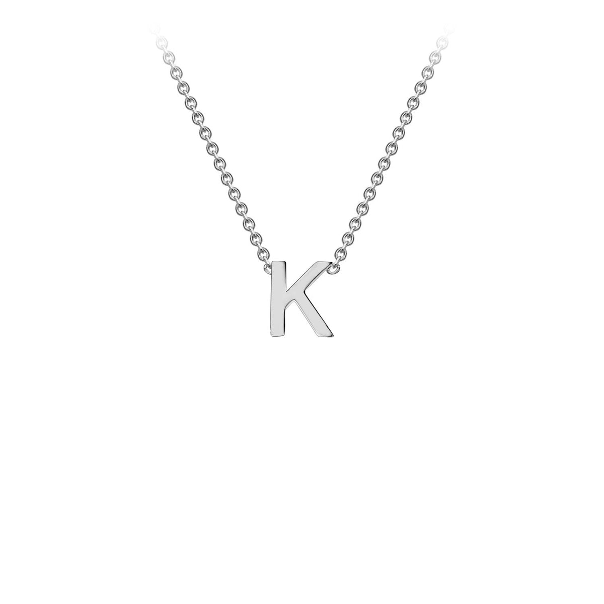 9K White Gold 'K' Initial Adjustable Letter Necklace 38/43cm