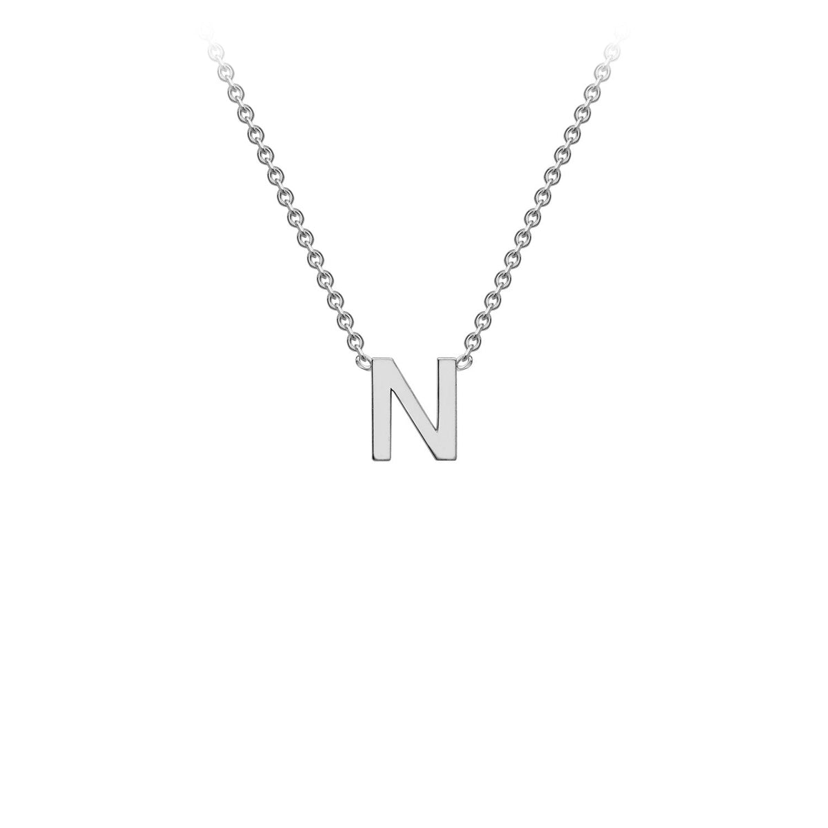 9K White Gold 'N' Initial Adjustable Letter Necklace 38/43cm