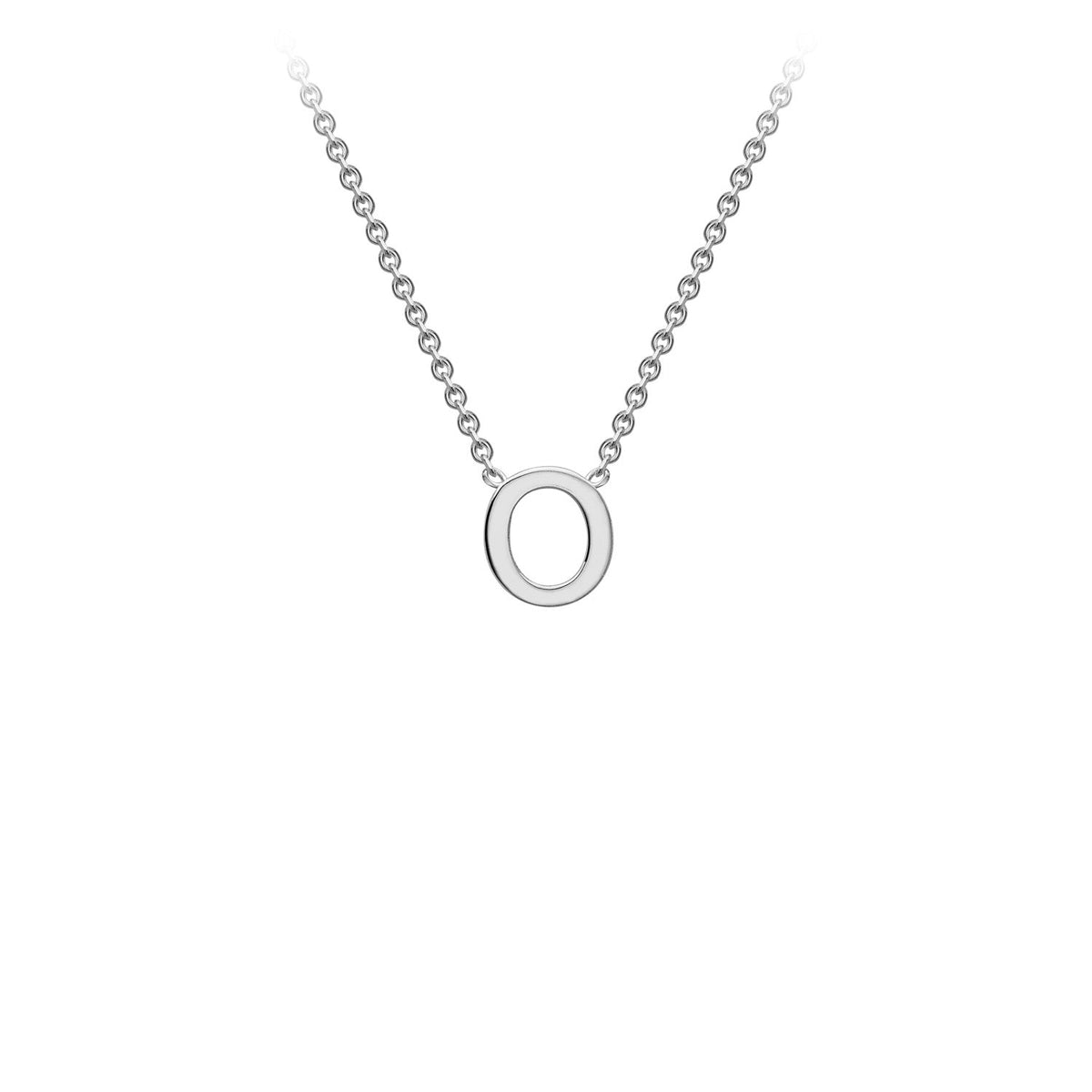 9K White Gold 'O' Initial Adjustable Letter Necklace 38/43cm