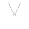 9K White Gold 'R' Initial Adjustable Letter Necklace 38/43cm