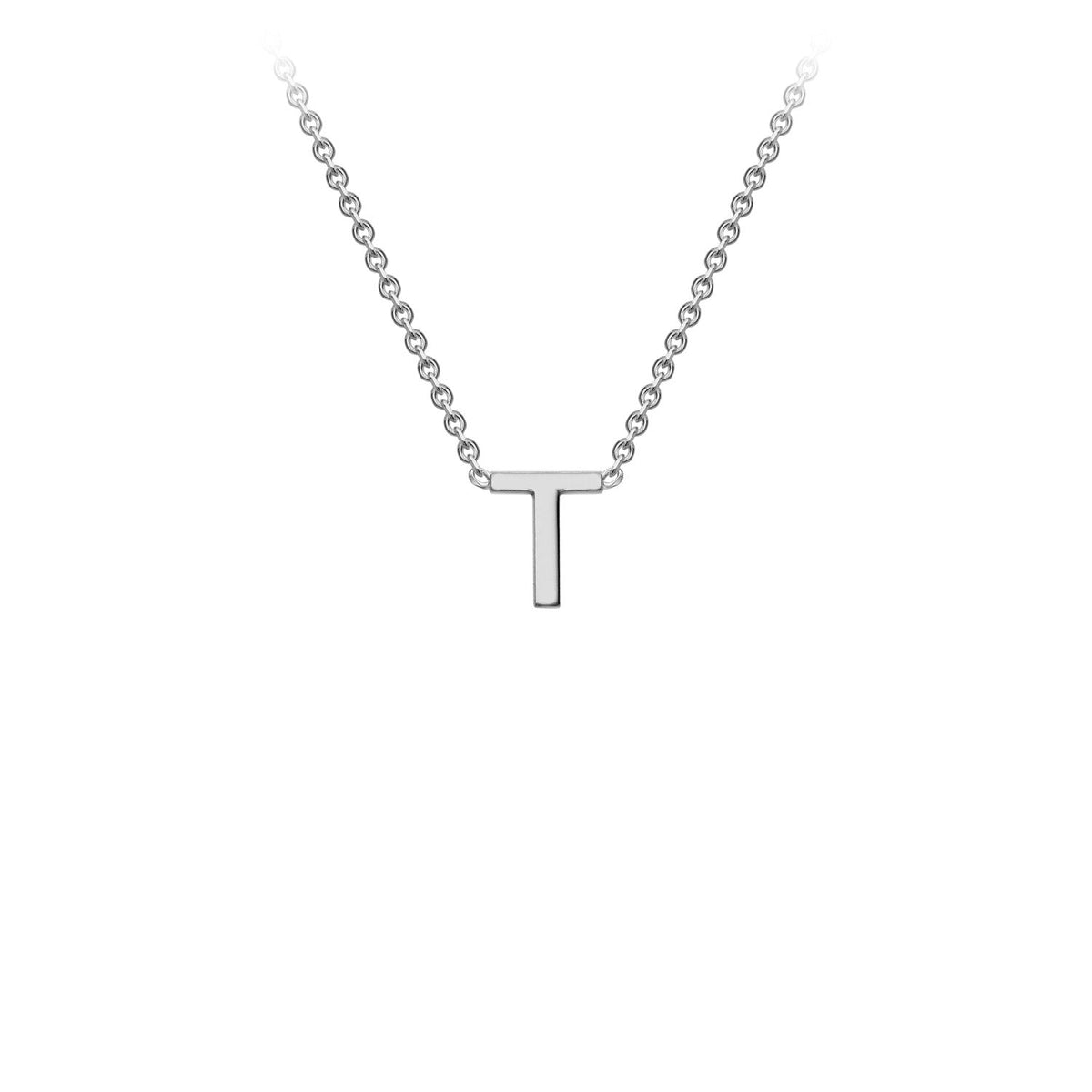9K White Gold 'T' Initial Adjustable Letter Necklace 38/43cm