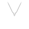 9K White Gold 'V' Initial Adjustable Letter Necklace 38/43cm