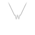 9K White Gold 'W' Initial Adjustable Letter Necklace 38/43cm
