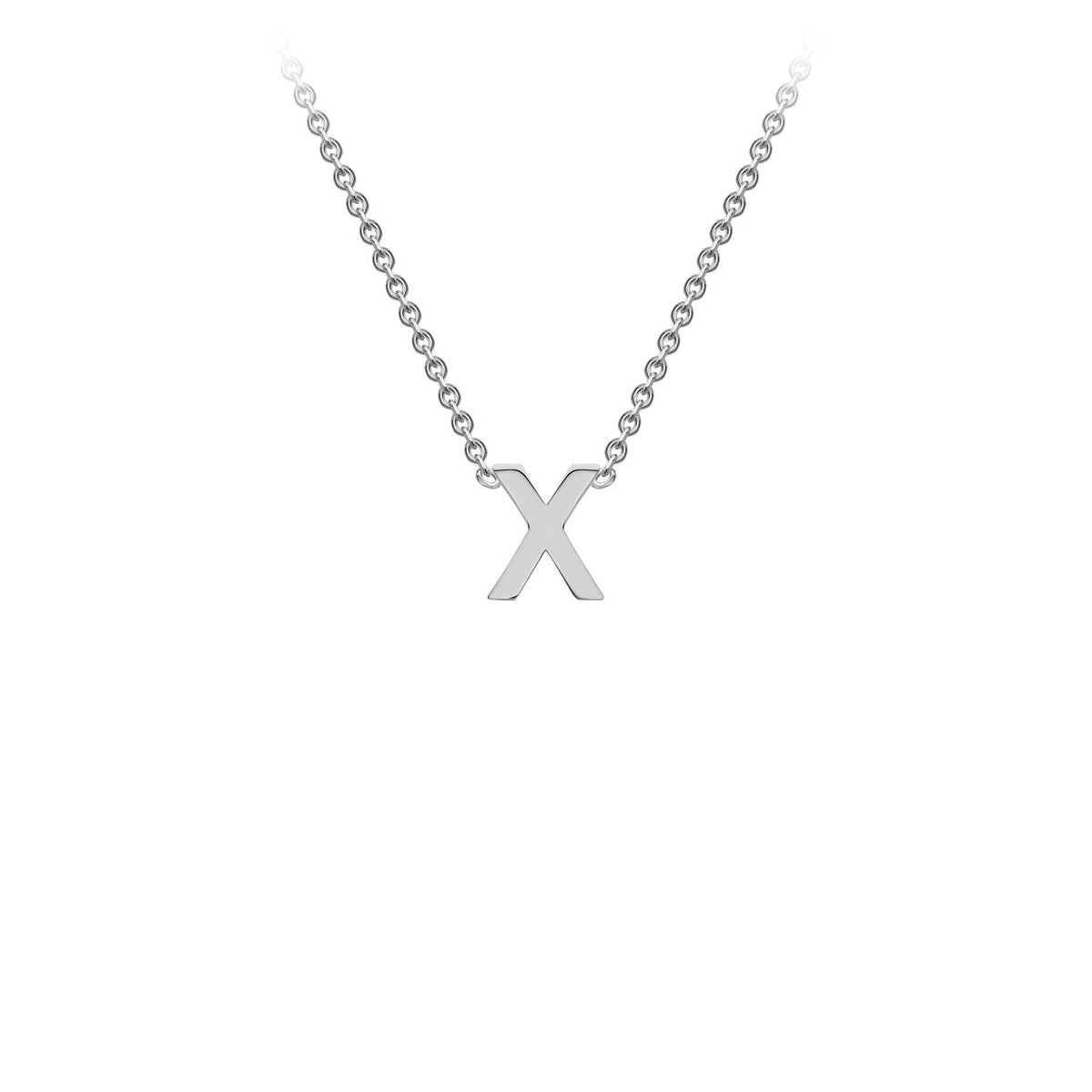 9K White Gold 'X' Initial Adjustable Letter Necklace 38/43cm