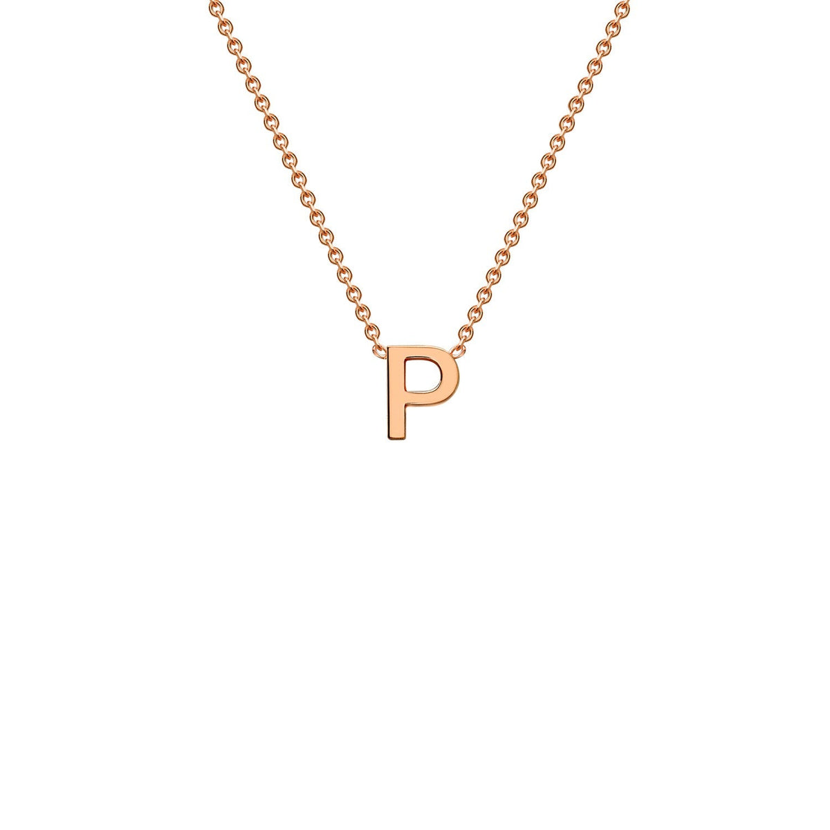 9K Rose Gold 'P' Initial Adjustable Letter Necklace 38/43cm