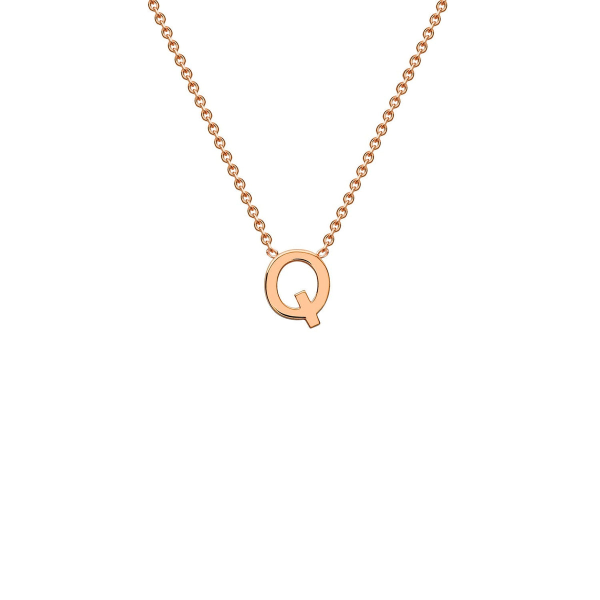 9K Rose Gold 'Q' Initial Adjustable Letter Necklace 38/43cm