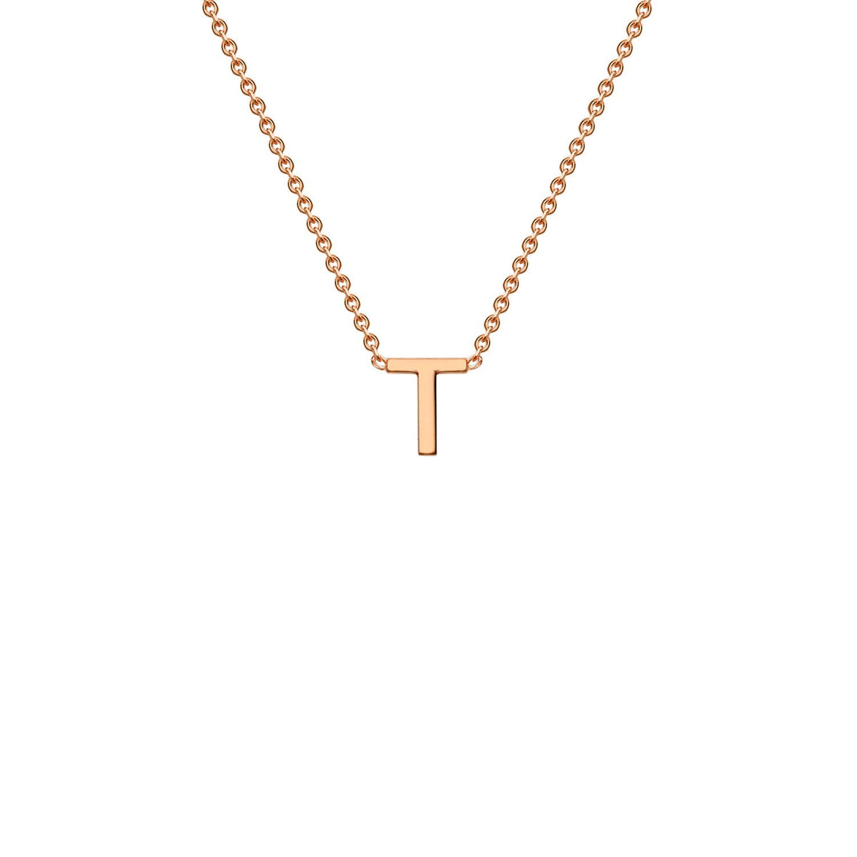 9K Rose Gold 'T' Initial Adjustable Letter Necklace 38/43cm