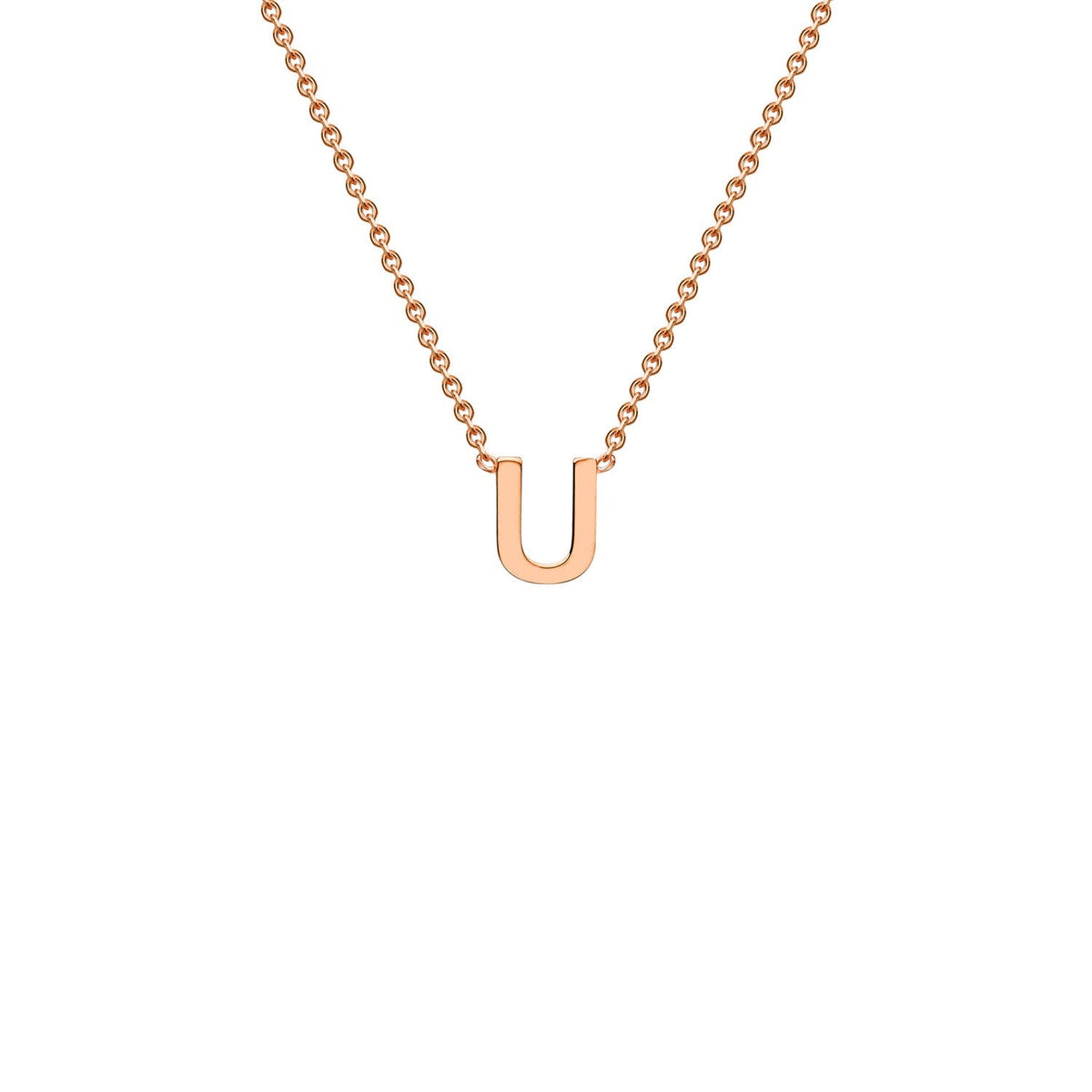 9K Rose Gold 'U' Initial Adjustable Letter Necklace 38/43cm