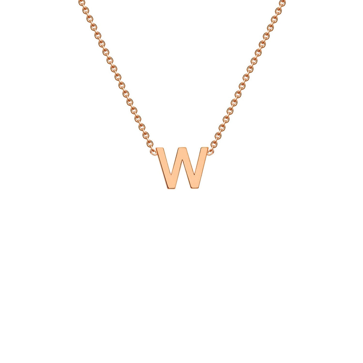 9K Rose Gold 'W' Initial Adjustable Letter Necklace 38/43cm