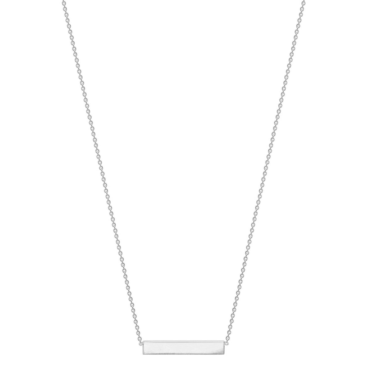 9K White Gold Solid Horizontal Bar Necklace 41+2cm