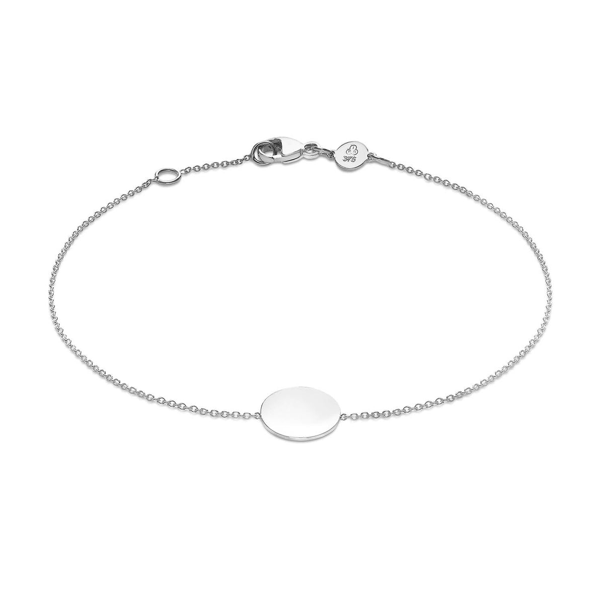 9K White Gold 10mm Disc Adjustable Bracelet 18cm-19cm