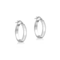 9K White Gold 3mm Rectangular-Tube 15mm Hoop Creole Earrings