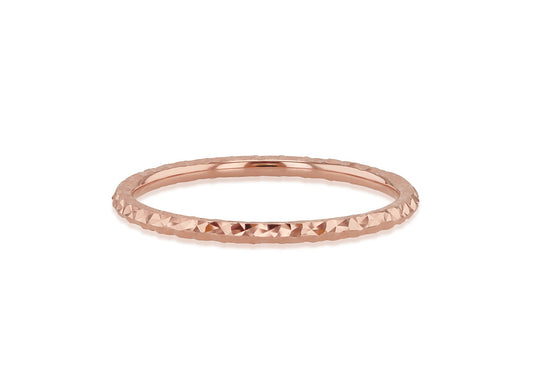 9K Rose Gold Solid Diamond-Cut Stacker Ring