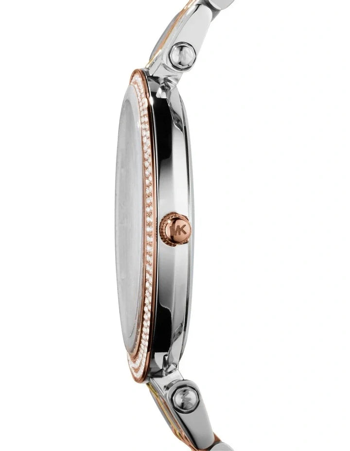 Michael Kors Darci Three Tone Silver/Rose/Gold Stainless Steel Luxury Watch / MK3203