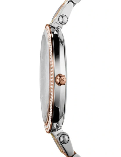 Michael Kors Darci Three Tone Silver/Rose/Gold Stainless Steel Luxury Watch / MK3203