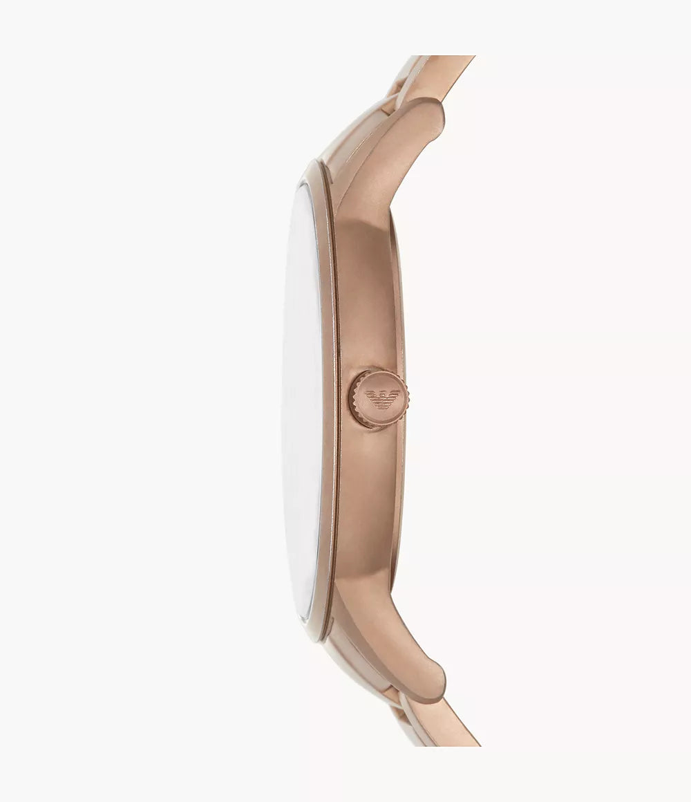 Emporio Armani Three-Hand Date Antique Bronze Stainless Steel Watch / 11413