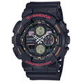 Casio G-Shock Analog-Digital Watch – Black Resin Strap with Red and Yellow Accents / GA-140-1A4DR