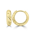 9K Yellow Gold Textured Hollow Creole Earrings 9mm