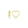 9K Yellow Gold Open Heart Hoop Earrings