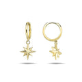 9K Yellow Gold Star Round Huggie Earrings