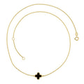 9K Yellow Gold Single Black Onyx Clover Necklace 45cm