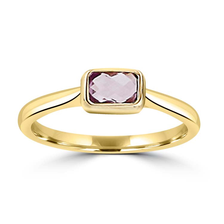 9K Yellow Gold Faceted Amethyst Ring