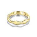 9K Yellow Gold & White Gold Solid Double Wave Ring