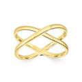 9K Yellow Gold Solid Cross Over Ring