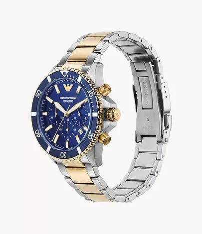 Emporio Armani World Explorer Chronograph Two-Tone Stainless Steel Watch / AR11362