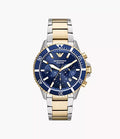 Emporio Armani World Explorer Chronograph Two-Tone Stainless Steel Watch / AR11362