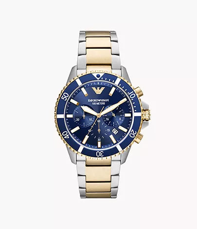 Emporio Armani World Explorer Chronograph Two-Tone Stainless Steel Watch / AR11362