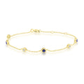 Diamond and Sapphire Bracelet with 0.10ct Diamonds in 9K Yellow Gold
