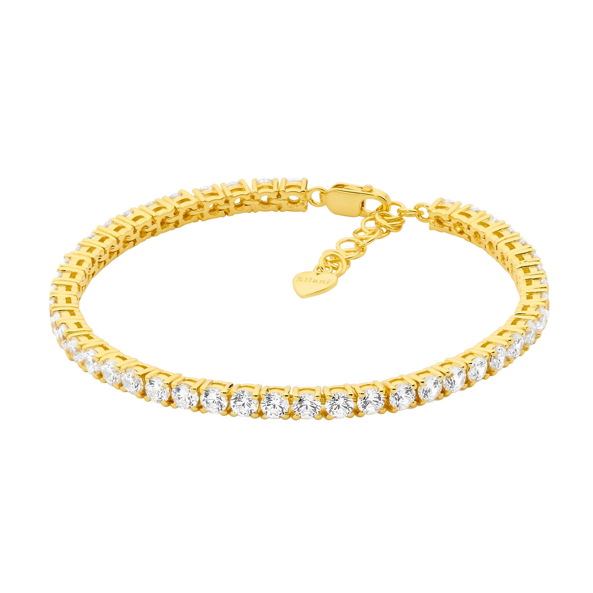Ellani Sterling Silver Gold Plated Tennis Bracelet / B220G