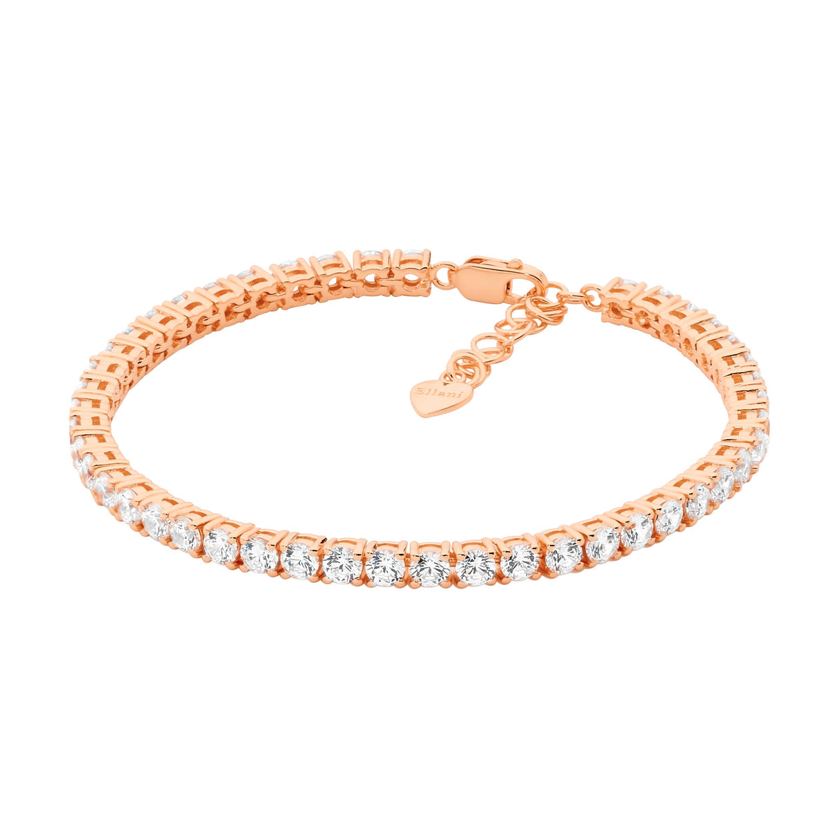 Ellani Sterling Silver Rose Gold Plated Tennis Bracelet / B220R