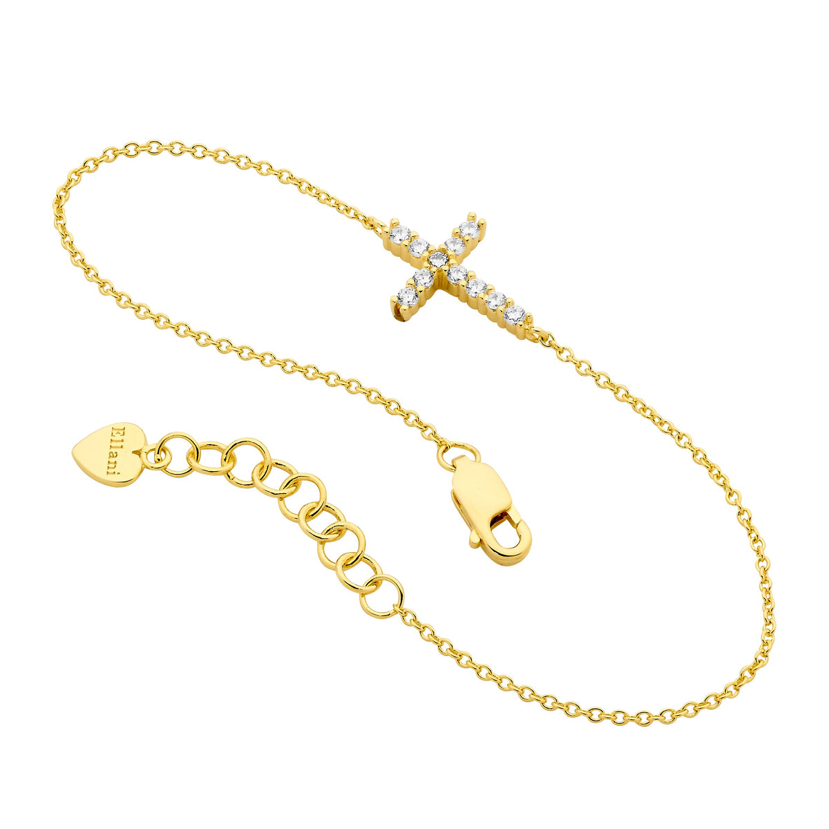 Ellani Sterling Silver Gold Plated Cross Bracelet / B222G