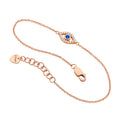 Ellani Sterling Silver Rose Gold Plated Evil Eye Bracelet / B223R