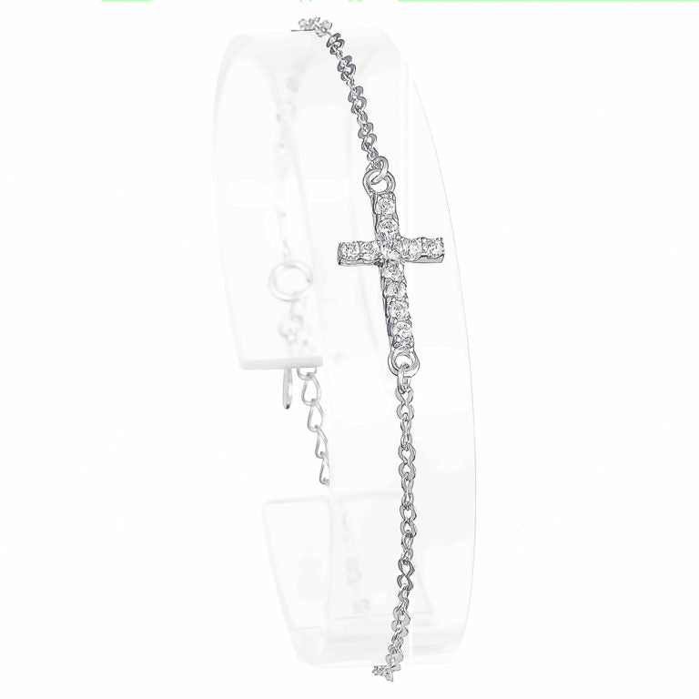 sterling silver CZ cross bracelets